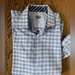 Michelsons London checkered cuffed button down shirt L